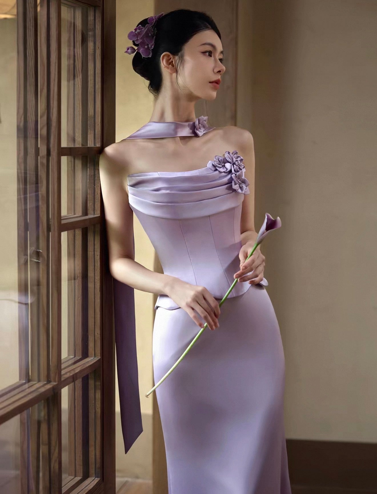 Purple Strapless Gown