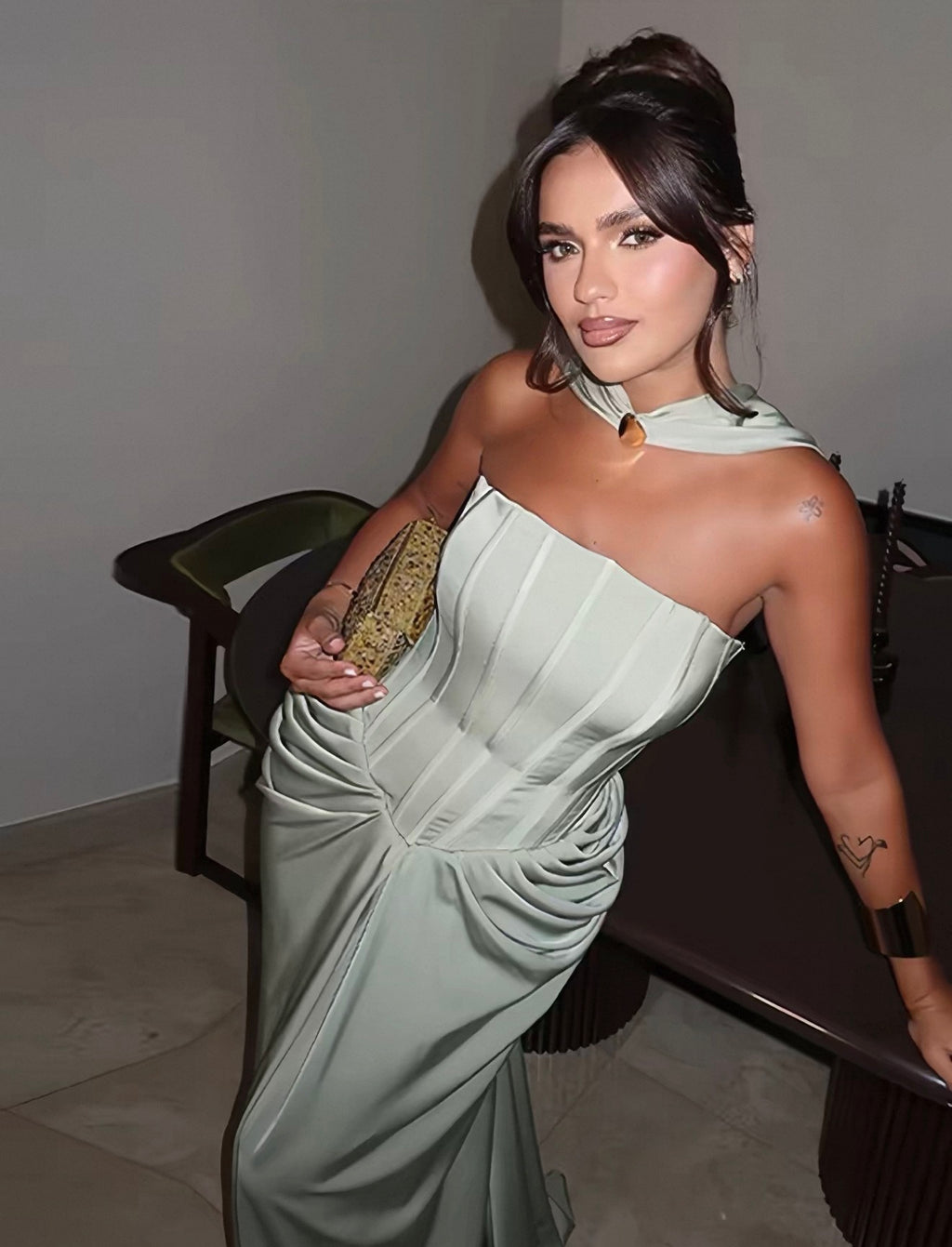 Green corset dress