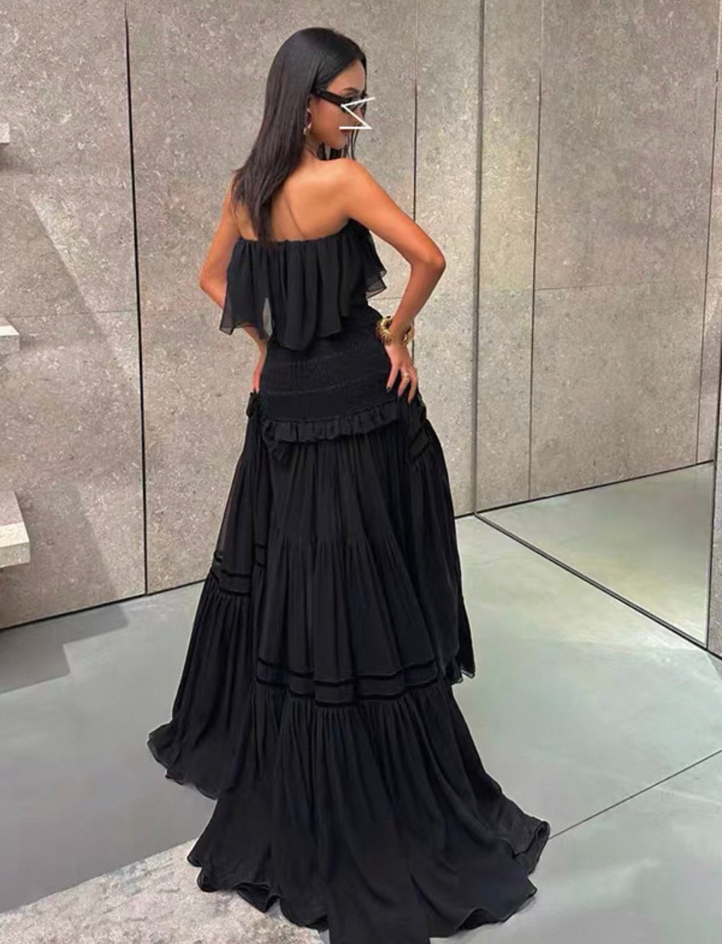 Goddess-Style Off-The-Shoulder, Long Evening Dress